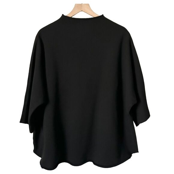 Frank & Eileen Effie Long-Sleeve Funnel Neck Capelet Black Triple Fleece Size L - Picture 3 of 5